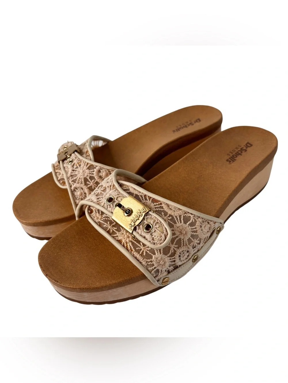 Dr. Scholl's Original Too Mesh Crochet Platform Slide Sandals Sz 8 Anthropology
